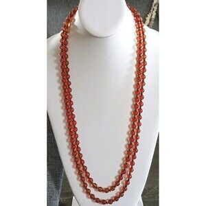 Amber Beaded Long Vintage Necklace Tested